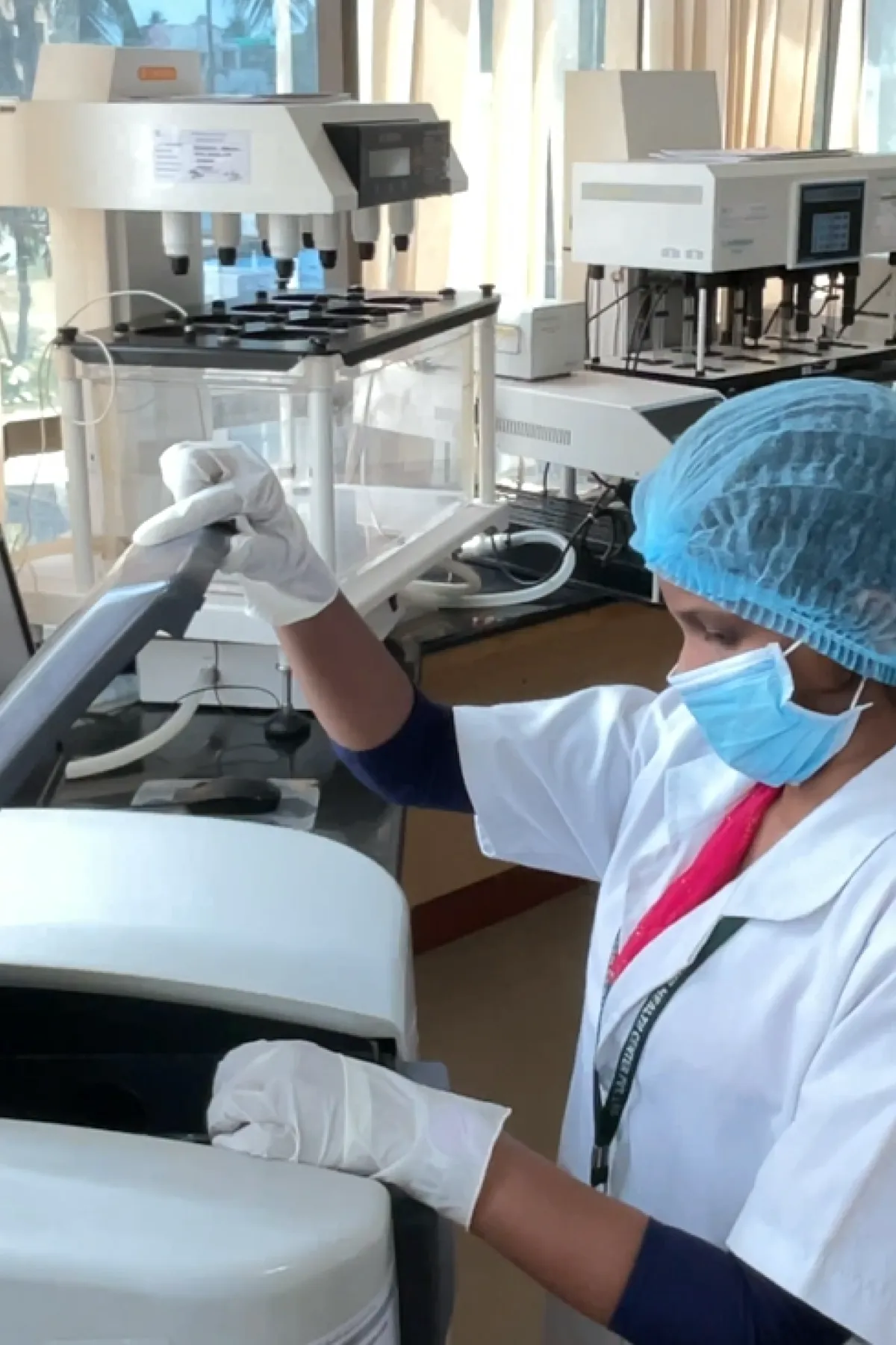 Analyst preparing samples